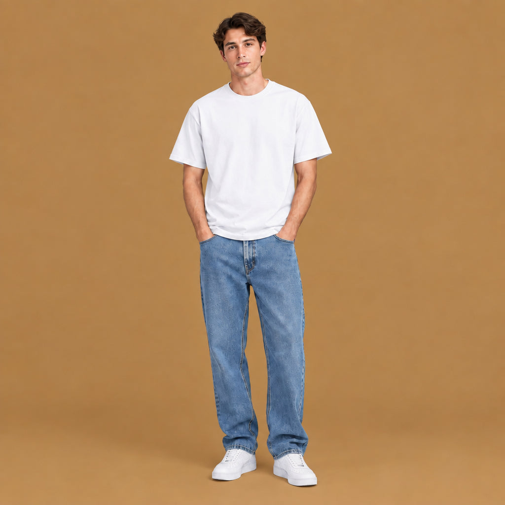 Comfortable mens breathable pure cotton short-sleeve t-shirt highlighting fine neckline tailoring, durable construction, and an attractive look for casual outings
