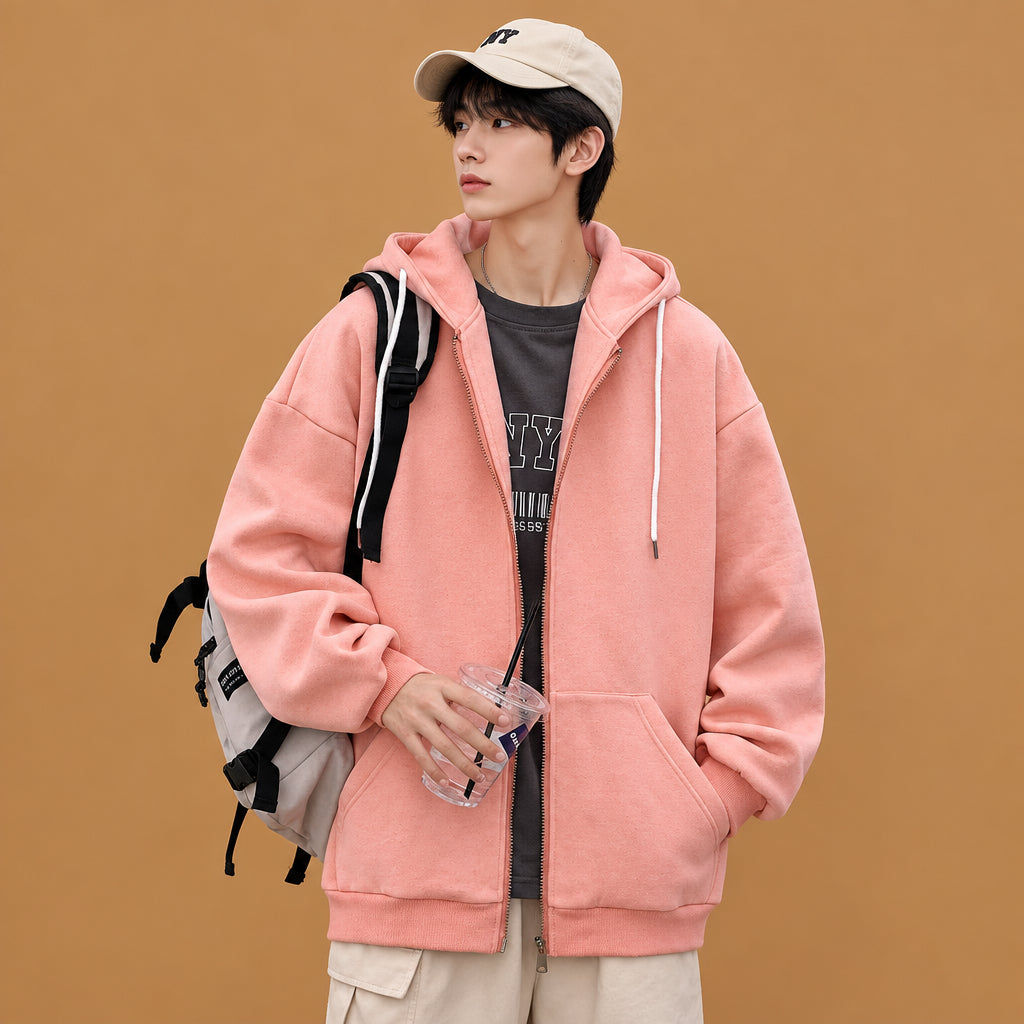 Comfortable mens casual hooded zipper pocket coat highlighting fine pocket detailing, rugged construction, and an attractive look for outdoor outings