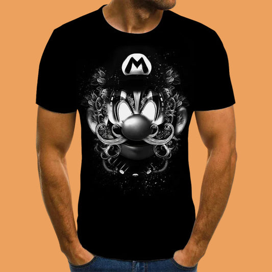 Trendy mens horror skull print digital graphic short sleeve t-shirt featuring a striking streetwear silhouette and breathable material ideal for effortless edgy styling and comfort