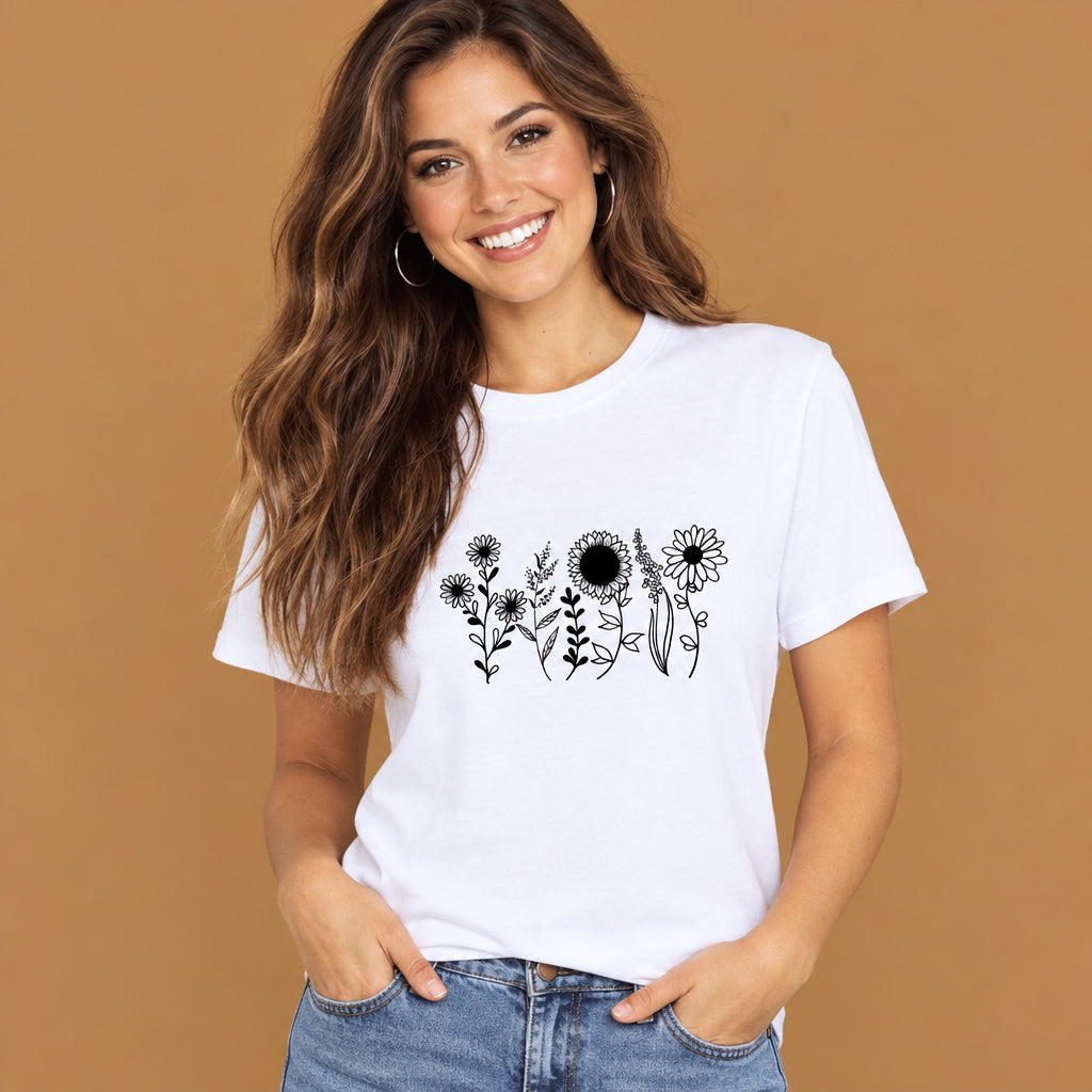 Aesthetic white star printed short-sleeve tee for women designed with a relaxed casual fit and eye-catching Japanese street fashion inspiration
