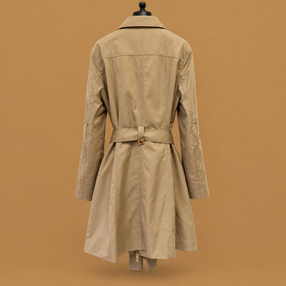 Modern high-neck asymmetric zipper belted leather trench coat khaki designed for active lifestyle events, offering maximum flexibility and lightweight daily warmth
