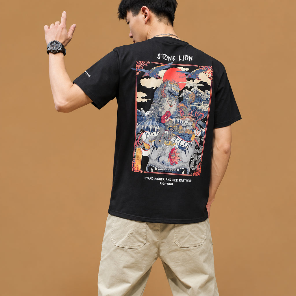 Trendy large size print casual t-shirt featuring an inclusive silhouette and breathable material ideal for effortless casual styling and comfort