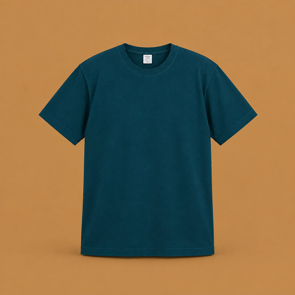 Premium quality mens breathable pure cotton short-sleeve t-shirt highlighting detailed cuff tailoring and a smooth, polished exterior finish