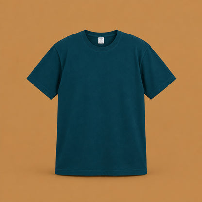 Premium quality mens breathable pure cotton short-sleeve t-shirt highlighting detailed cuff tailoring and a smooth, polished exterior finish