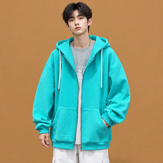 Trendy mens casual hooded zipper pocket coat featuring a functional silhouette and breathable material ideal for effortless everyday styling and comfort