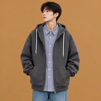 Casual wear mens casual hooded zipper pocket coat equipped with reinforced stitching seams and a flattering fit that complements various body shapes