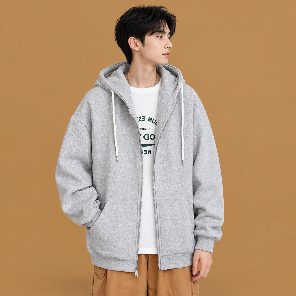 Attractive mens casual hooded zipper pocket coat crafted from high-quality stretchable fabric blend for all-day comfort and easy layering